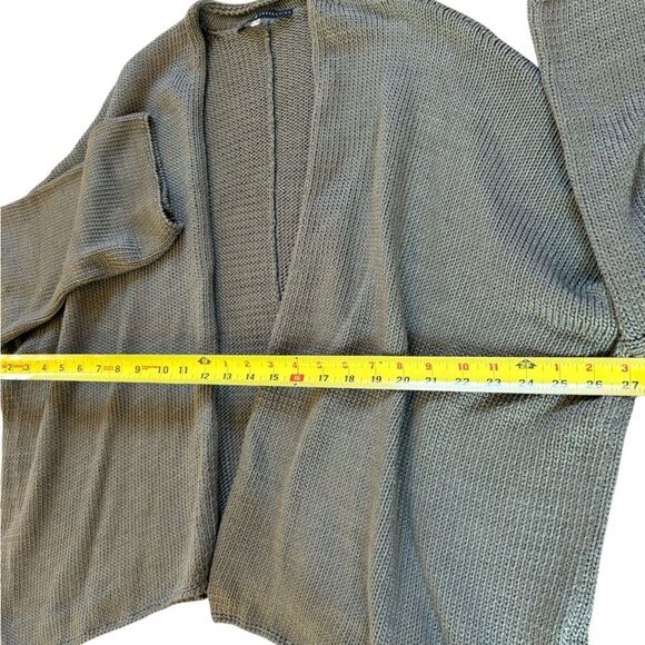 Peruvian Connection Pima Cotton Cardigan Sweater Olive Green Gray Woman Large XL - Picture 8 of 9
